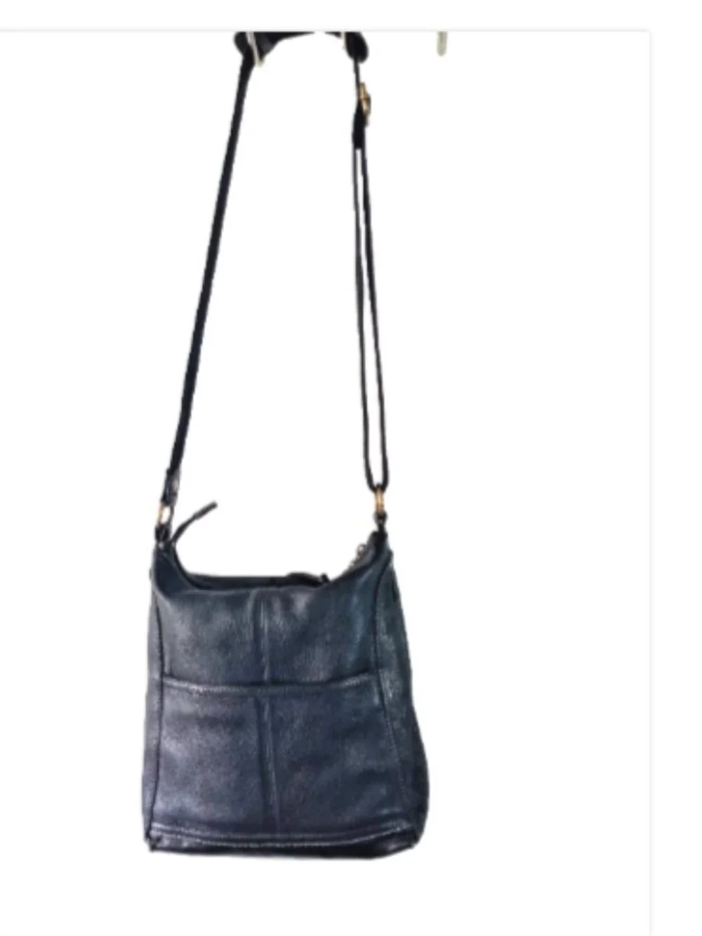The Sak Iris Black Pebbled Soft Leather Messenger Crossbody Bag EUC